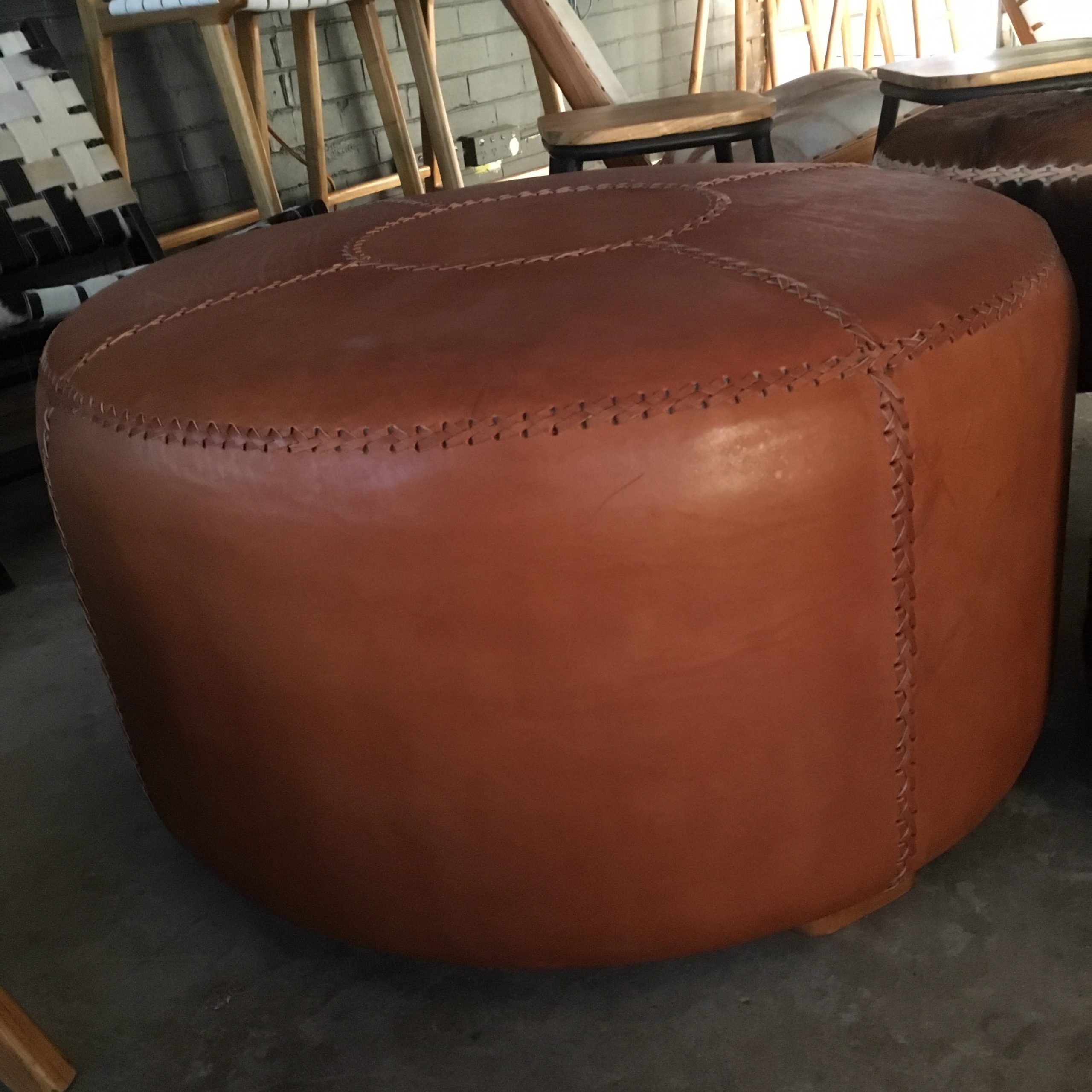Well Liked Loft All Leather Round Ottoman – Loft Furniture Intended For White Large Round Ottomans (View 9 of 10)
