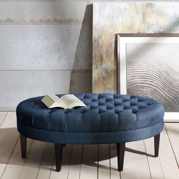 Well Liked Madison Park Chase Blue Surfboard Tufted Ottoman (48w X  (View 8 of 10)