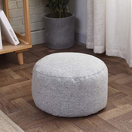 Well Liked Round Floor Ottoman Pouf, Bean Bag Floor Pillow Pouffe With Removable Throughout Light Blue And Gray Solid Cube Pouf Ottomans (View 10 of 10)