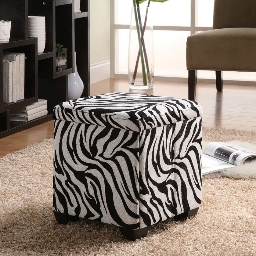 Well Liked White Wool Square Pouf Ottomans With White Zebra Storage Ottomancoaster –  (View 6 of 10)