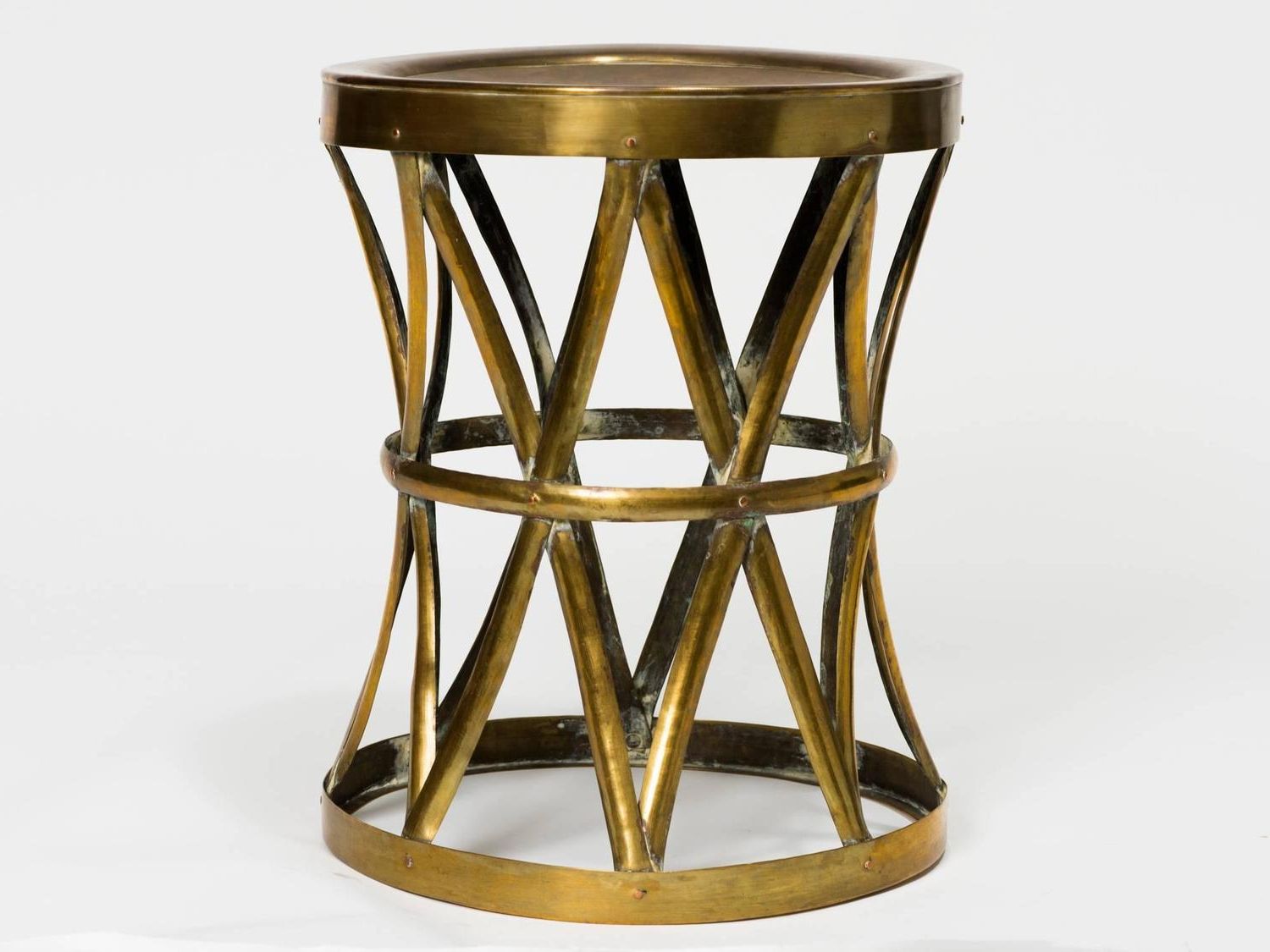 White Antique Brass Stools Regarding Well Known Vintage Brass Drum Stool/table For Sale At 1stdibs (View 2 of 10)