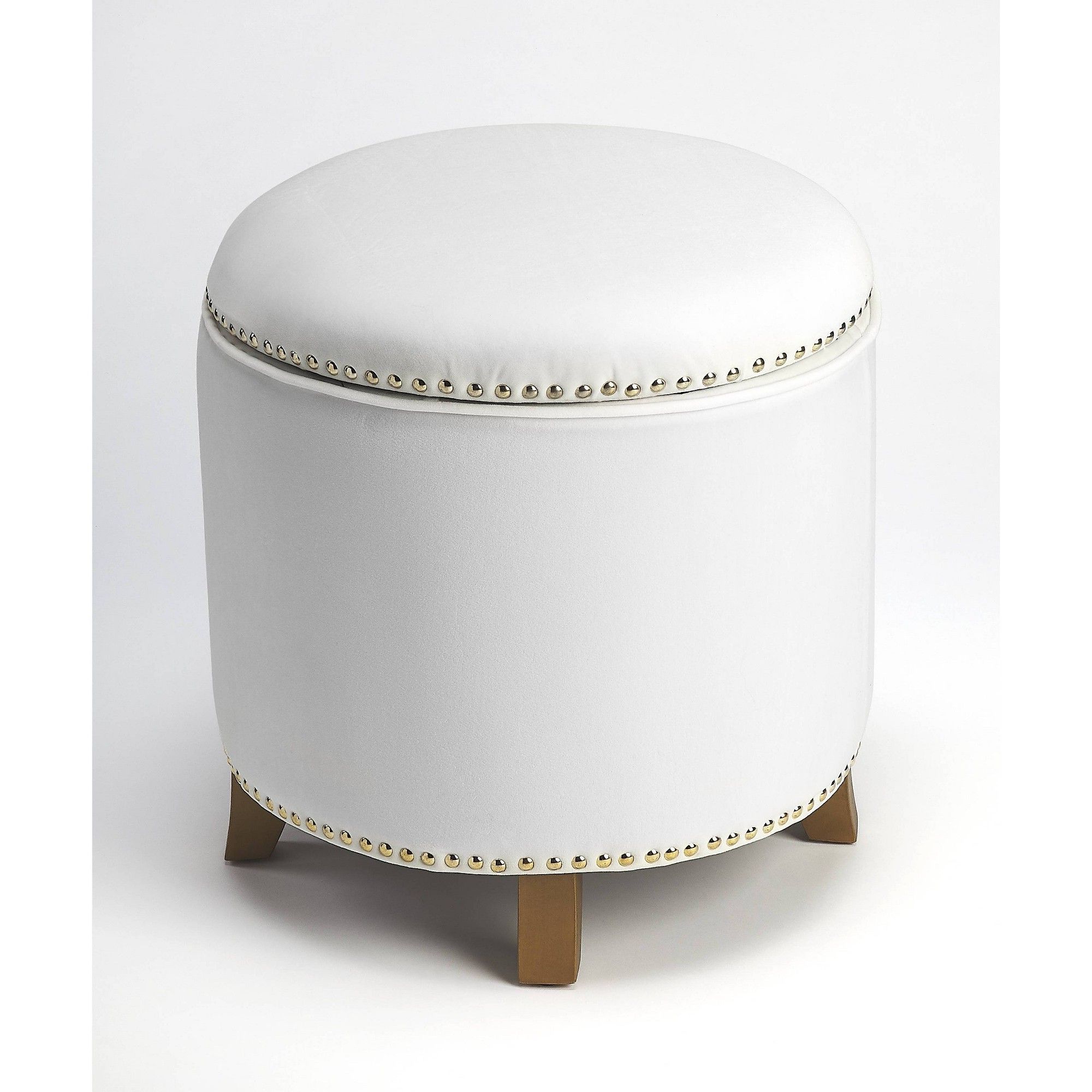 White Large Round Ottomans In Popular Yara Velvet Storage Ottoman White – Butler Specialty, Adult Unisex (View 4 of 10)