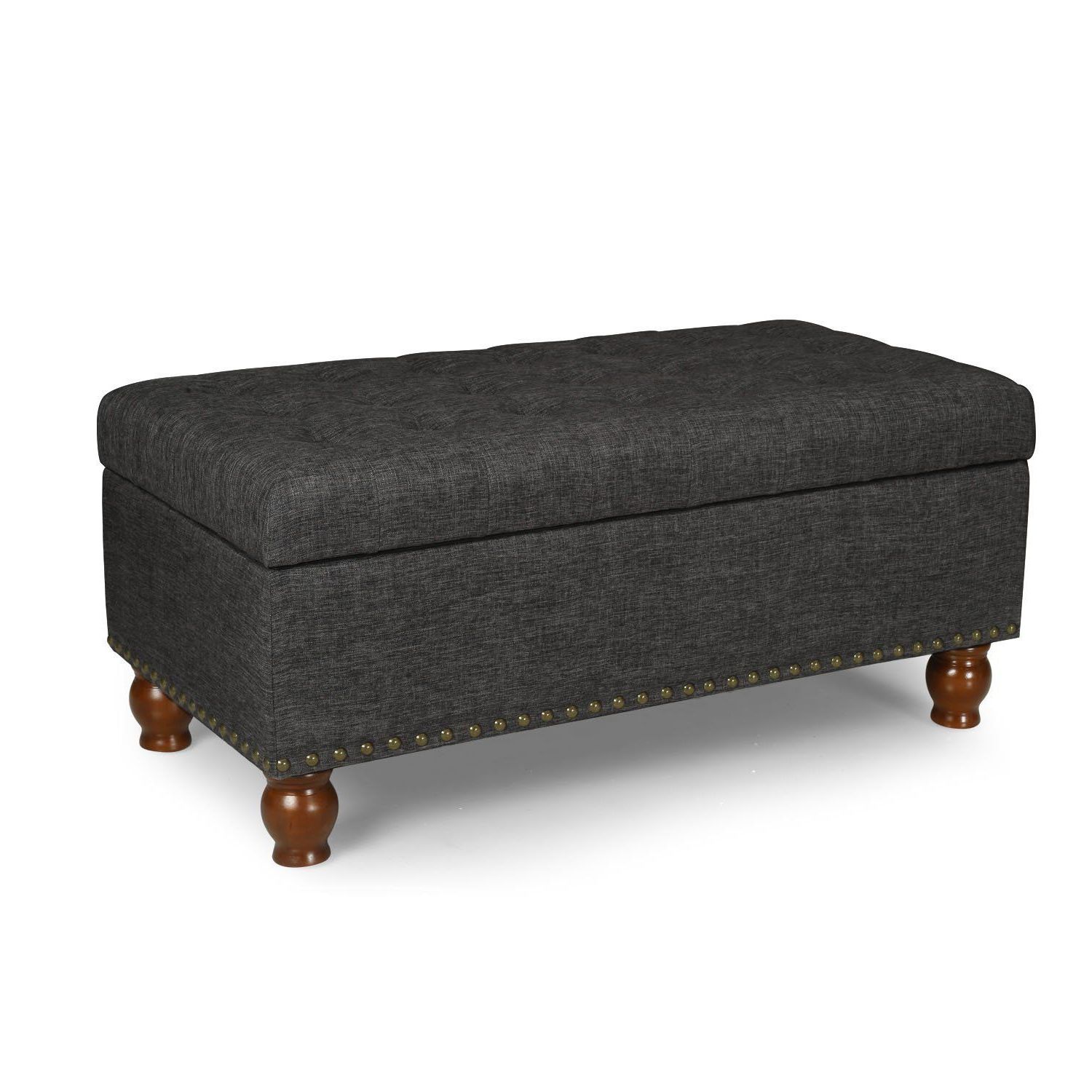 Widely Used Amazon: Adeco Faux Linen Fabric Retangular Tufted Lift Top Storage Intended For Linen Tufted Lift Top Storage Trunk (View 3 of 10)