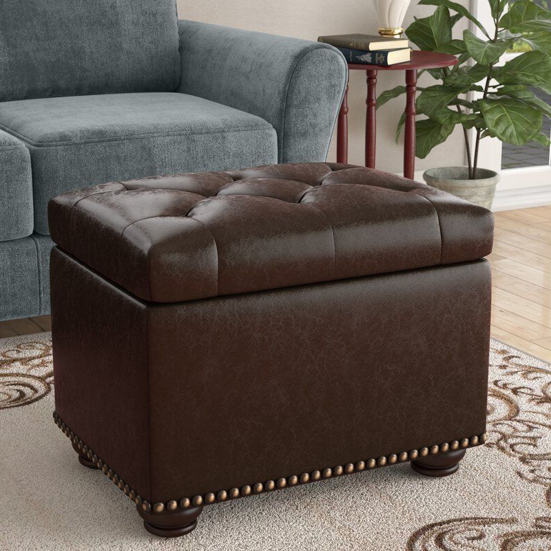 Widely Used Black Faux Leather Column Tufted Ottomans Regarding Charlton Home® Bernadette 24" Wide Faux Leather Tufted Rectangle (View 3 of 10)