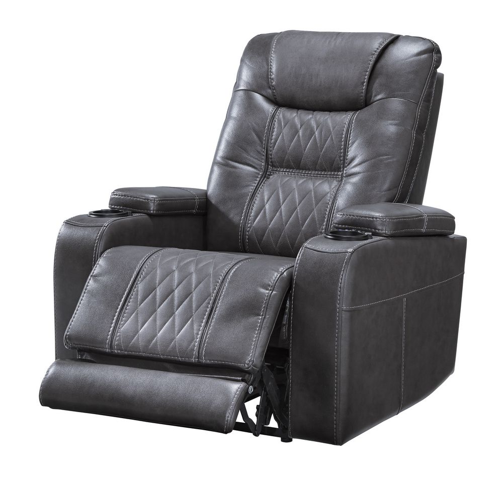 Widely Used Black Faux Leather Usb Charging Ottomans Within Signature Design Composer Gray Faux Leather Power Reclinerashley (View 5 of 10)