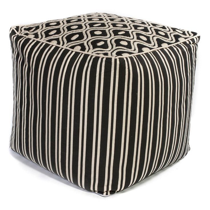 Widely Used Kas Rugs Black And White Groove Pouf (View 9 of 10)