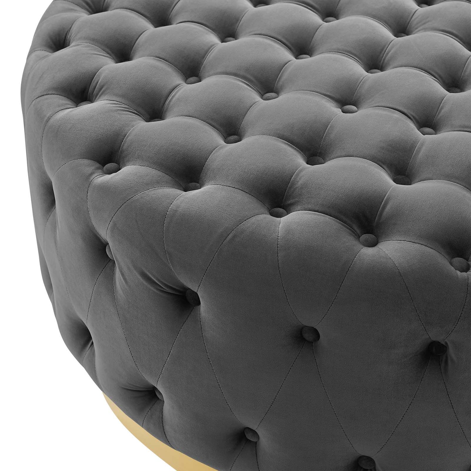 Widely Used Tufted Gray Velvet Ottomans In Ensconce Tufted Performance Velvet Round Ottoman Gray (View 1 of 10)