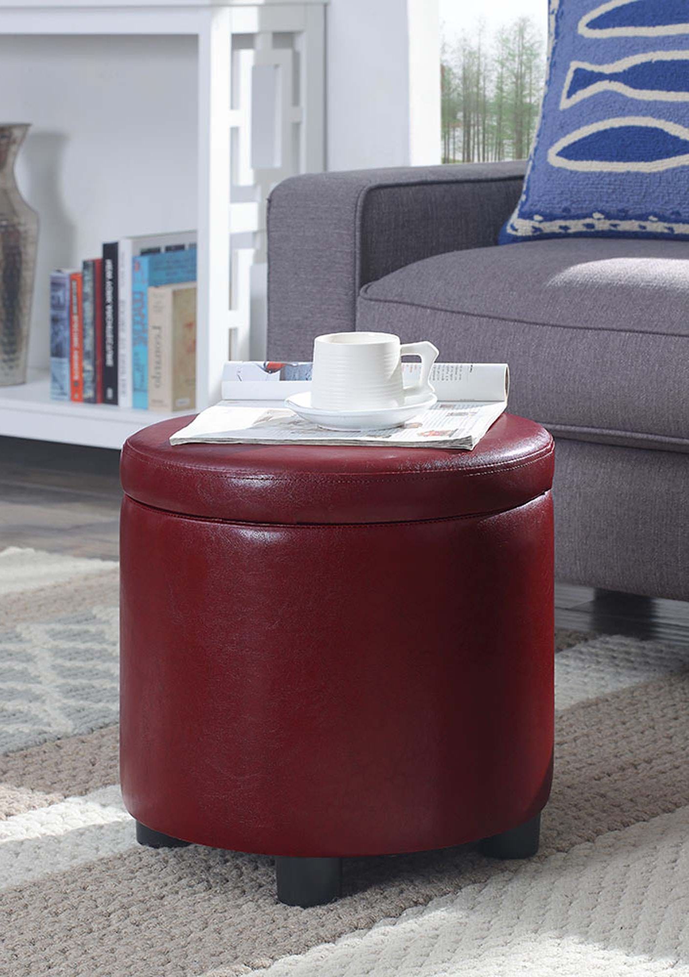 Wool Round Pouf Ottomans With 2017 Convenience Concepts Designs4comfort Round Accent Storage Ottoman (View 4 of 10)