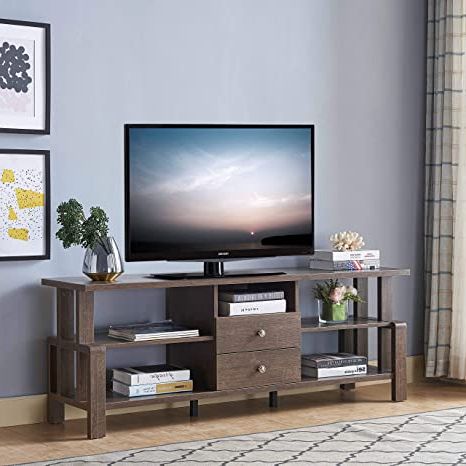 2 Tier Metal Tv Stands For Well Liked Toponeware Tv Stand Entertainment Center With 2 Tier Display, 4 Shelves, 2  Drawers And Wire Cut Out (idca11192628) : Amazon (View 9 of 10)