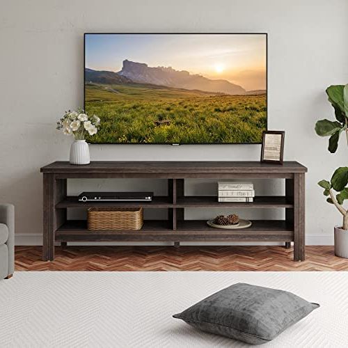 2017 Amazon: Fitueyes Tv Stand For Tv Up To 65 Inch Flat Screen, Wood  Entertainment Center Tv Console Table, 60'' Television Stands With 4  Storage For Living Room, 60'' Espresso : Everything Else In Slat Tv Stands (View 7 of 10)