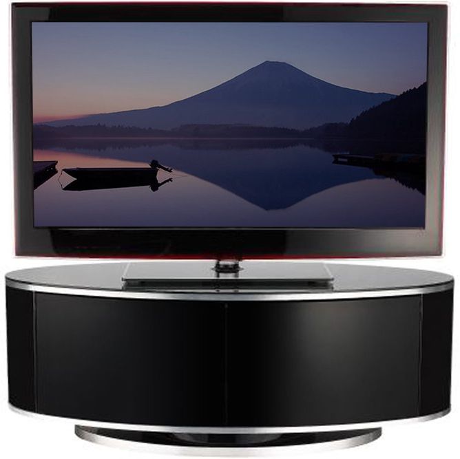 2017 Oval Mod Rotating Tv Stands For Luna High Gloss Black Oval Tv Cabinet (View 4 of 10)