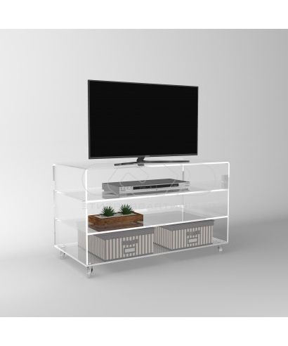 90x30 Acrylic Clear Rolling Tv Stand With Holder Objects (View 6 of 10)