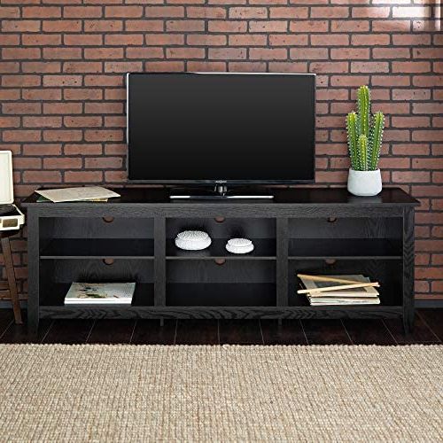 Amazon: Home Accent Furnishings New 70 Inch Wide Black Television Stand  : Home & Kitchen For Popular Black Accent Tv Stands (View 2 of 10)