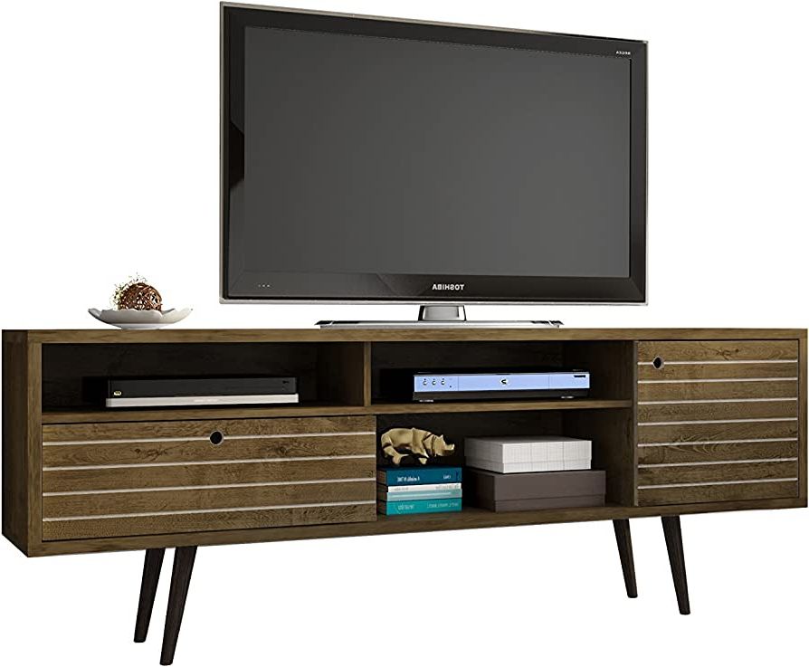 Amazon: Manhattan Comfort Liberty Collection Mid Century Modern Tv Stand  With Three Shelves, One Cabinet And One Drawer With Splayed Legs, Wood :  Home & Kitchen With Regard To Popular Splayed Metal Legs Tv Stands (View 10 of 10)