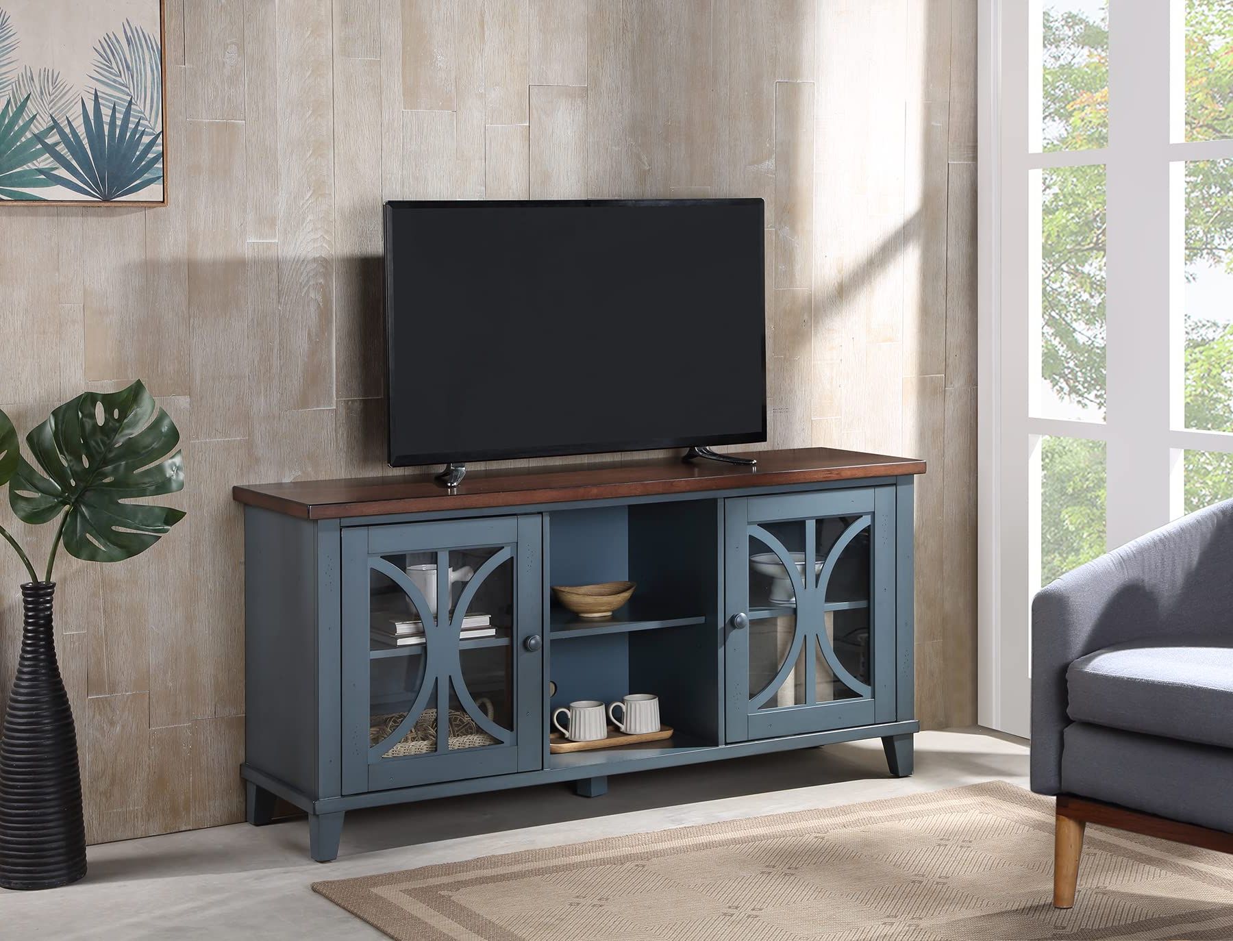 Amazon: Martin Furniture Bailey 60'' Tv Console, Entertainment Stand, Wood  Accent Cabinet, Rich Denim Blue, Ba360b : Home & Kitchen With Preferred Wood Accent Tv Stands (View 8 of 10)