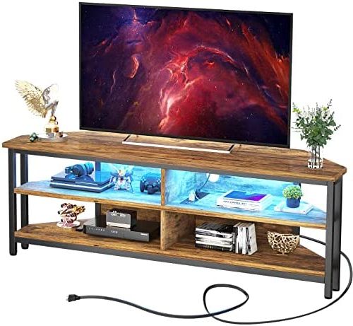 Amazon: Unikito 55inch Led Tv Stand With Charging Station, Corner Tv  Stand With Led Light Up To 65 Inch Tv, Gaming Entertainment Center With  Storage And Open Shelves For Living Media Game In Current Tv Stands With Charging Station (View 4 of 10)