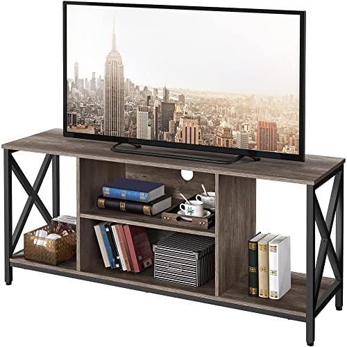 Amazon: Yaheetech Tv Stand For 65 Inch Tv With Open Storage, 55'' Wide  Entertainment Center Tv Console Table For Living Room, 3 Tier Shelves Tv  Table For Home With Metal Support, Modern Furniture, Within Most Up To Date 2 Tier Metal Tv Stands (View 10 of 10)