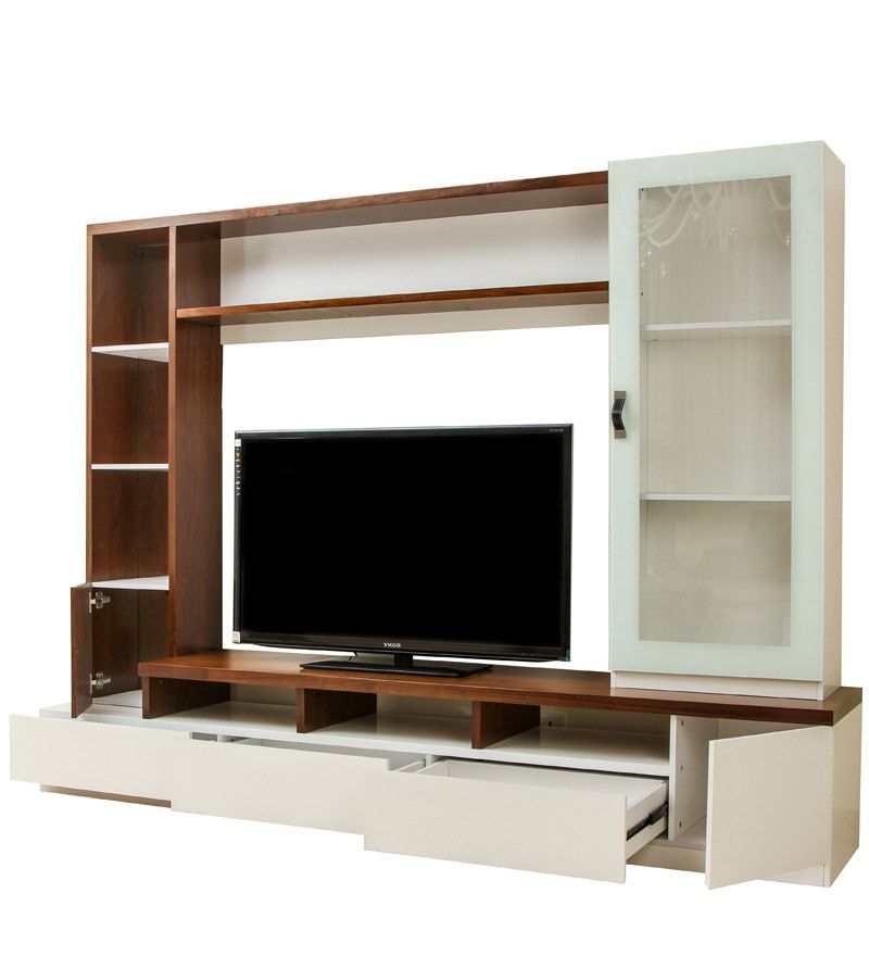 Best And Newest Buy Storage Tv Unit In Brown And White Finishtiffany Designs Online –  Modern Tv Consoles – Modern Tv Consoles – Furniture – Pepperfry Product Regarding Paint Finish Tv Stands (View 10 of 10)