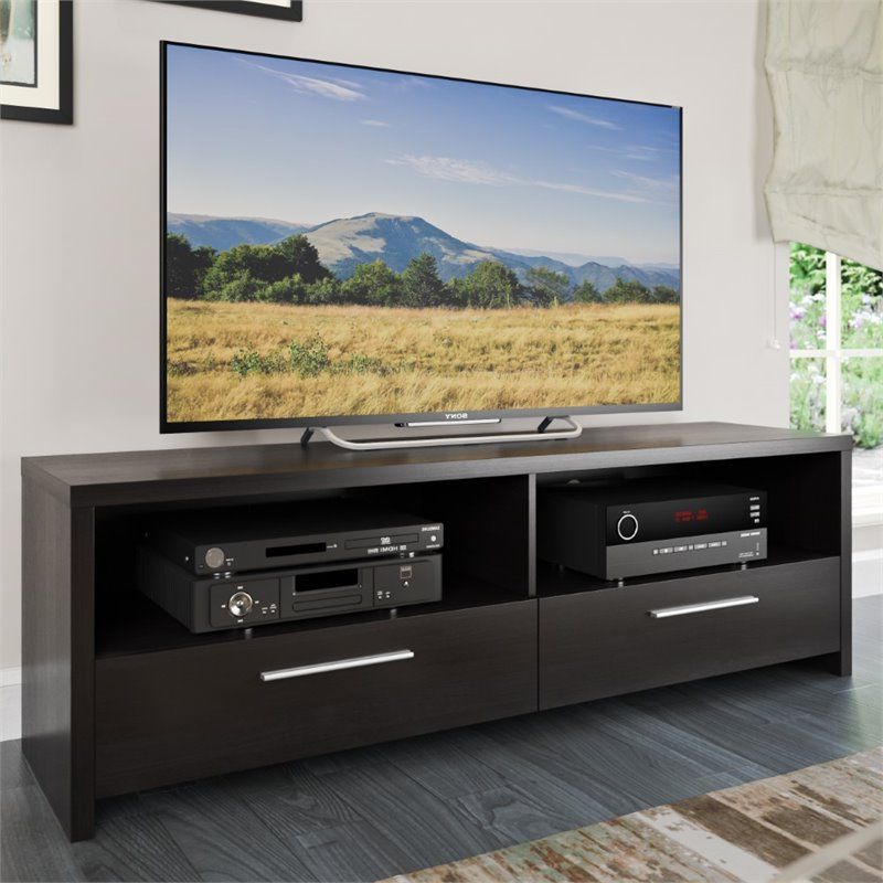 Best And Newest Faux Wood Tv Stands Pertaining To Fernbrook Tv Stand In Black Faux Wood Grain Finish For Tvs Up To 70" –  Walmart (View 8 of 10)