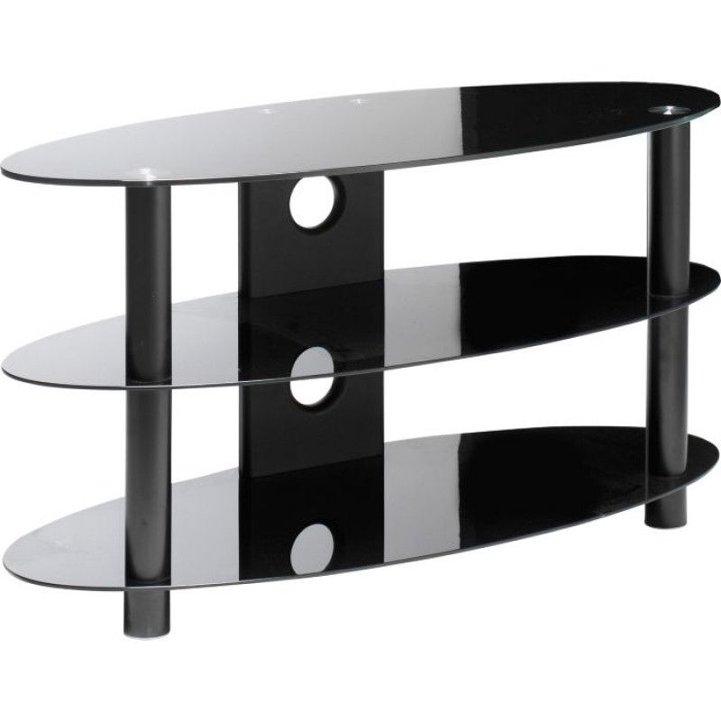 Black Glass Oval Tv Stand – Up To 42 Inch – Storage Units – Furniture (View 4 of 10)