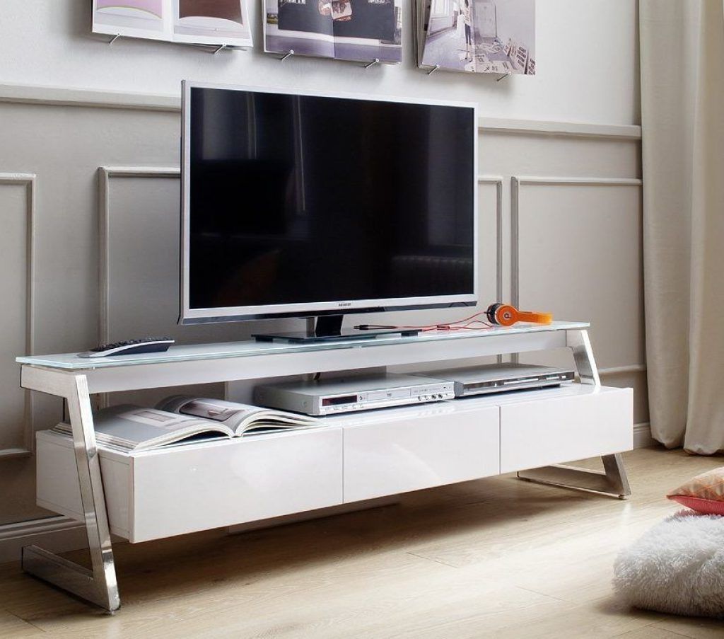 Brushed Stainless Steel Tv Stands Intended For Famous Tv Stand With Brushed Stainless Steel Support (View 1 of 10)