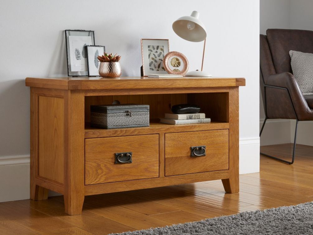 Current 2 Drawer Tv Stands With Regard To Country Oak 2 Drawer Tv Unit (View 7 of 10)