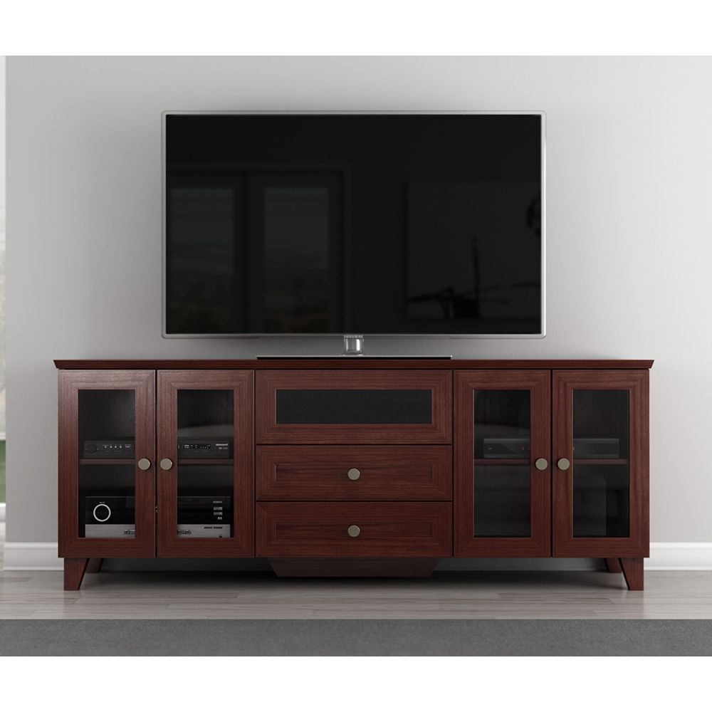 Dark Cherry Tv Stands Pertaining To Most Current Furnitech Ft72scdc Shaker Tv Stand Media Console Up To 80" Tv's In Dark  Cherry Finish (View 4 of 10)