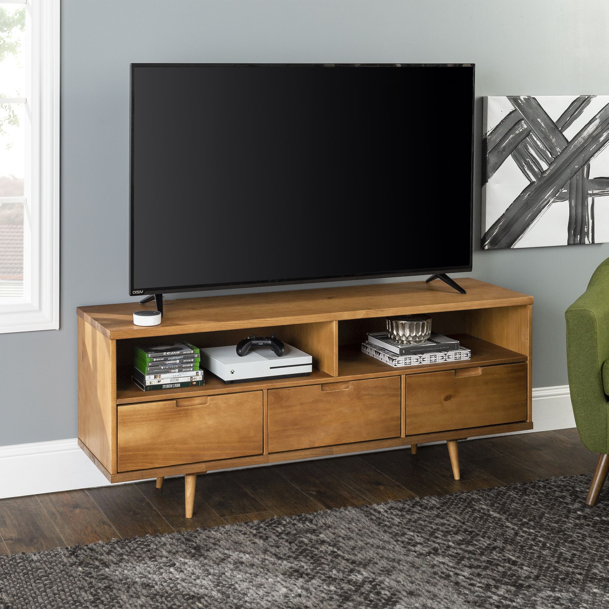 Desert Fields Tv Stand For Tvs Up To 65", Caramel – Walmart Pertaining To Preferred Caramelized Tv Stands (View 3 of 10)