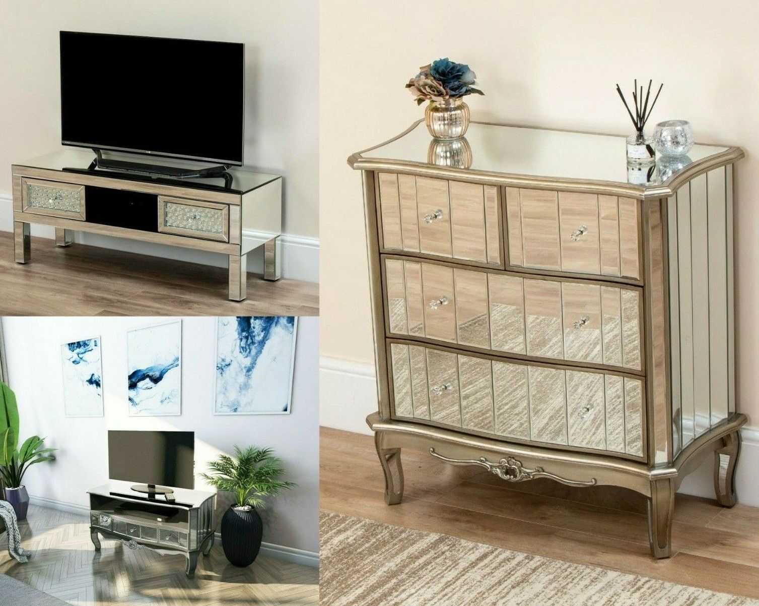 Ebay For Antique Mirrored Tv Stands (View 7 of 10)