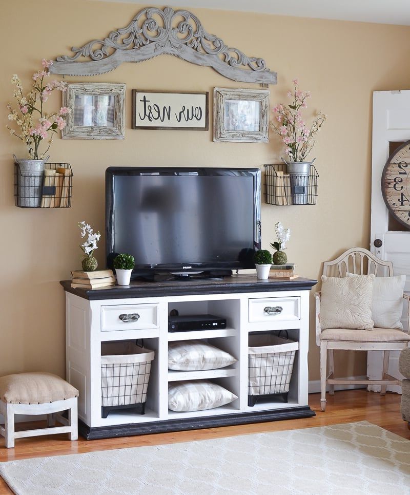 Farmhouse Style Tv Stands Within Favorite Easy Farmhouse Style Tv Stand Makeover – Sarah Joy (View 1 of 10)