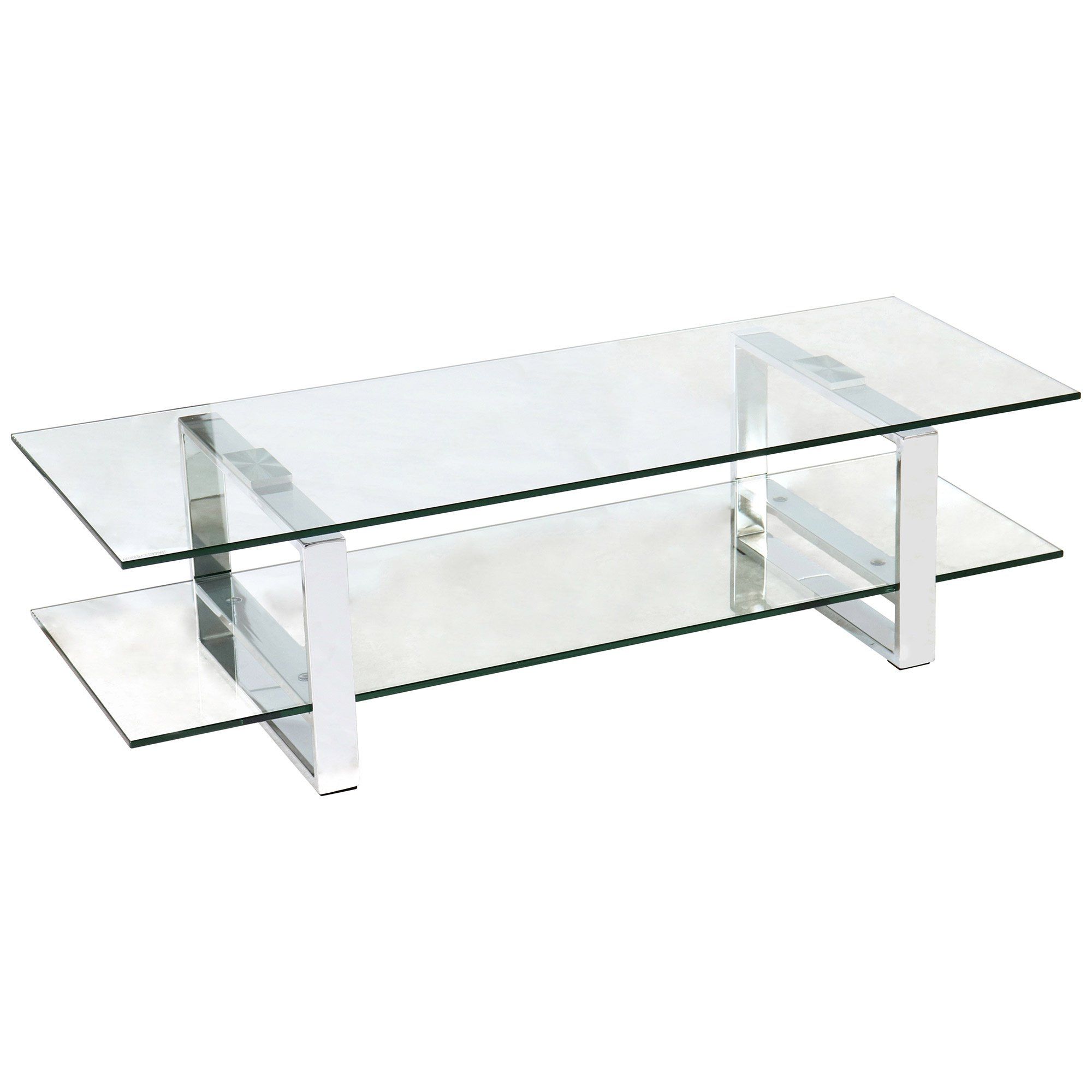 Fashionable Katrine Clear Glass Tv Unit With Chrome Legs Intended For Chrome Tv Stands (View 1 of 10)