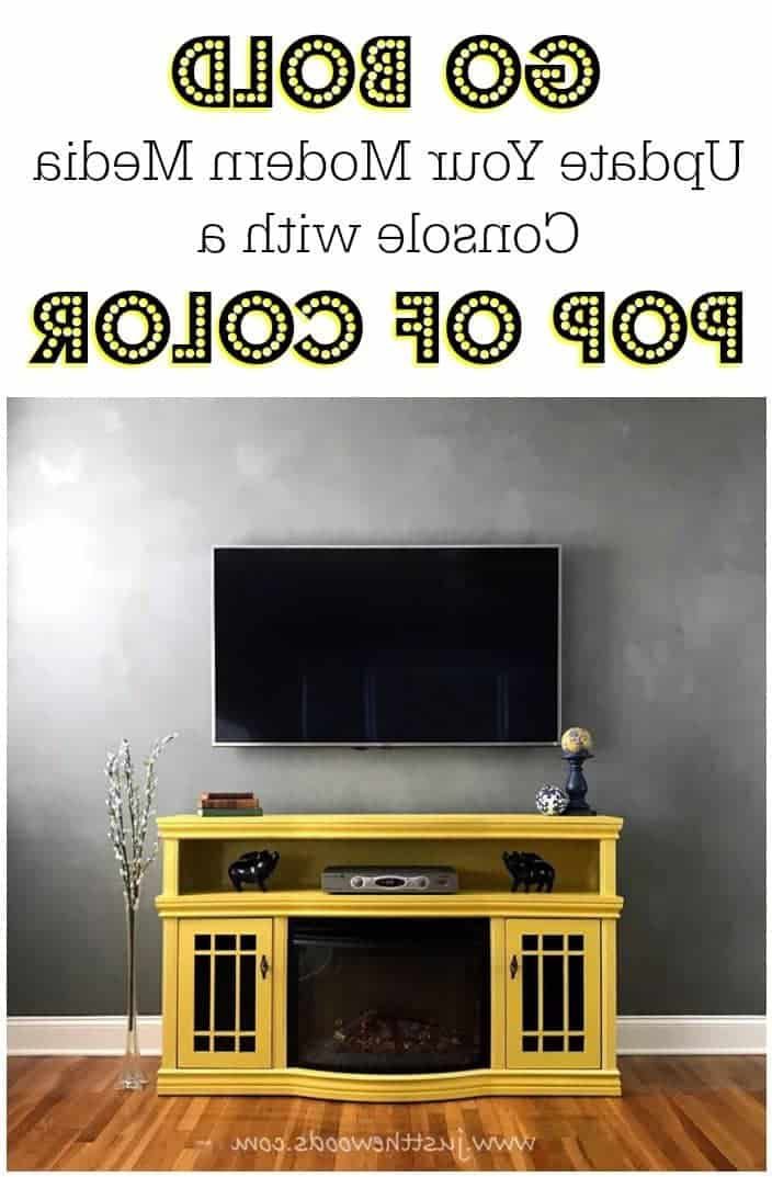 Fashionable Paint Finish Tv Stands Within Painted Media Console In Sunshine Yellowjust The Woods (View 8 of 10)