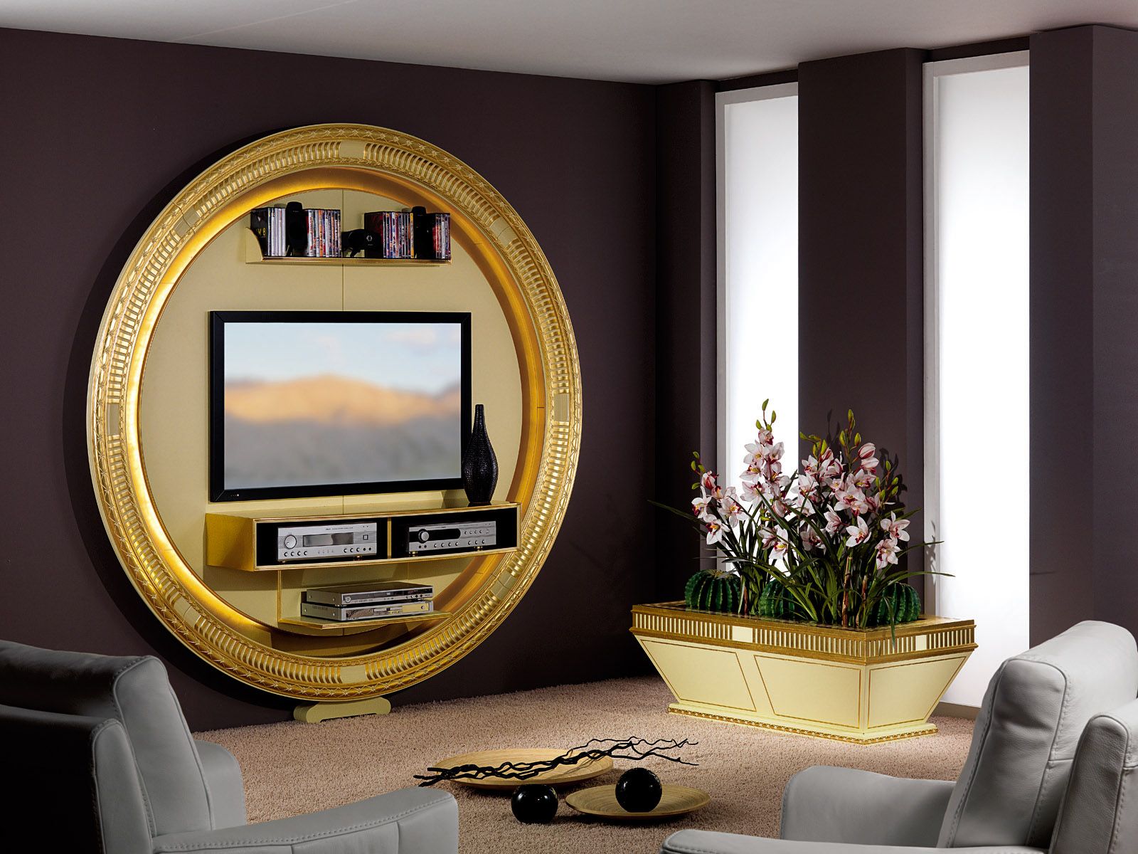 Fashionable Round Tv Wall Unit – Vismara In Circular Tv Stands (View 2 of 10)