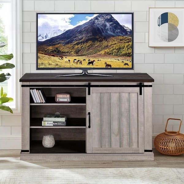 Festivo 47.2 In. Saw Cut Off White Tv Stand (fits Tvs Up To 55 In (View 9 of 10)