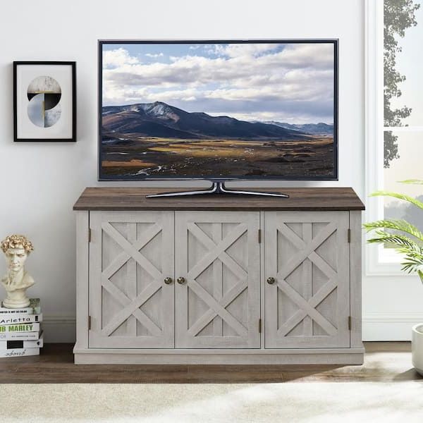 Festivo 48 In. Saw Cut Off White Tv Stand For Tvs Upto 55 In (View 5 of 10)