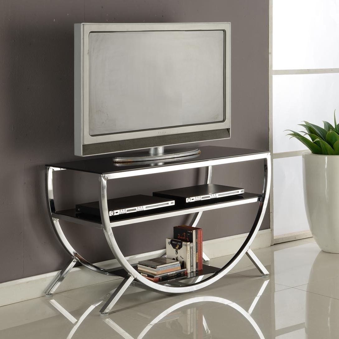 Glass And Metal Tv Stands – Ideas On Foter Regarding Most Popular Octagon Glass Top Tv Stands (View 3 of 10)