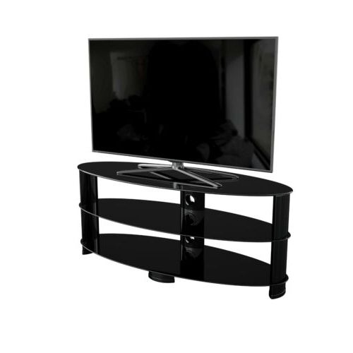 Glass Oval Tv Stands With Regard To Newest Tv Stand Black Glass Oval Shape For 24 32 40 42 43 49 50 55 60 Inch Tv (View 8 of 10)