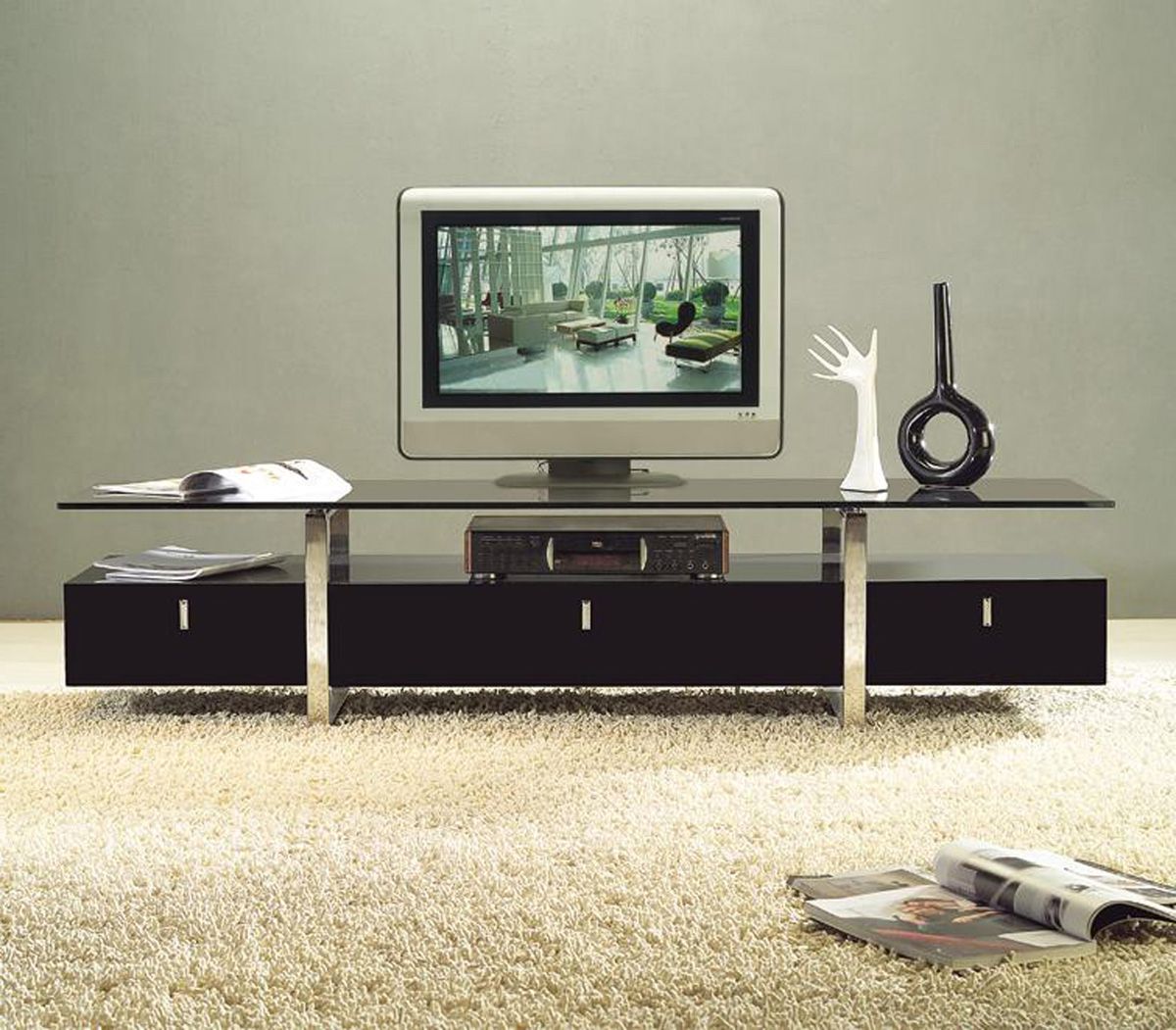 Glass Tabletop Tv Stands In Most Recent Clear Lined Design Contemporary Brown Color Tv Stand With Glass Top  Milwaukee Wisconsin Ah (View 10 of 10)