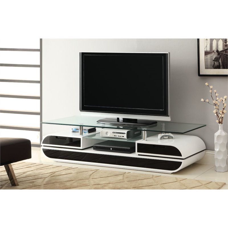 Glass Tabletop Tv Stands With Regard To Trendy Bowery Hill 63" Glass Top Tv Stand In White (View 8 of 10)