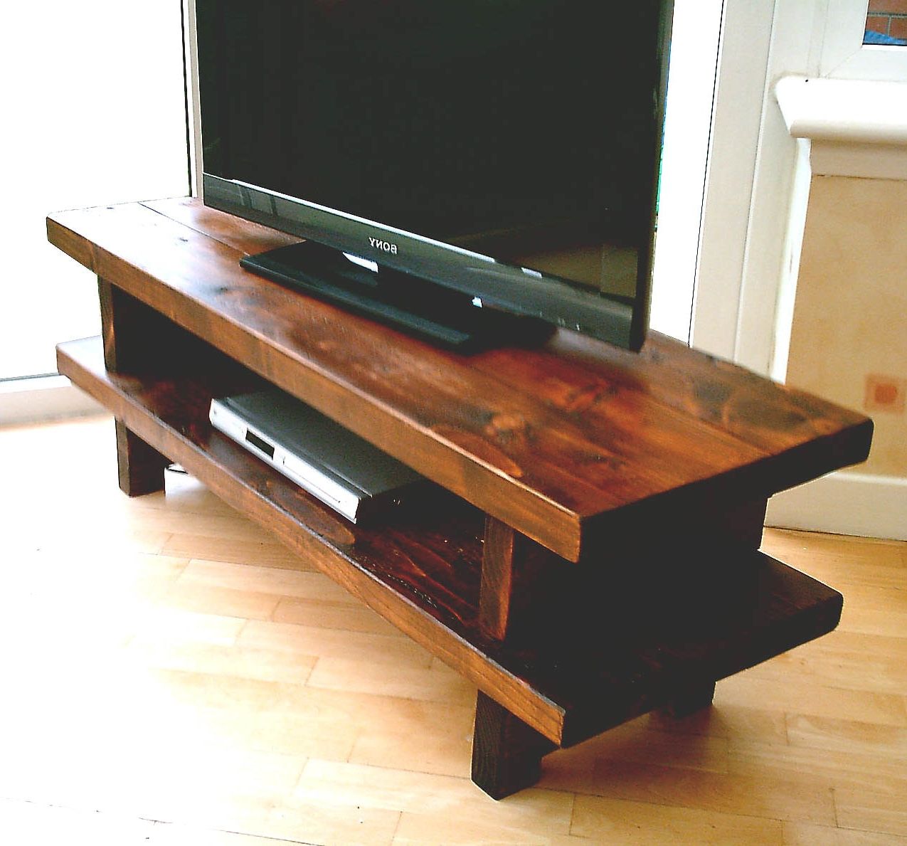 Hand Made Rustic Widescreen Tv Stand 001 – Etsy Throughout Trendy Wooden Hand Carved Tv Stands (View 9 of 10)