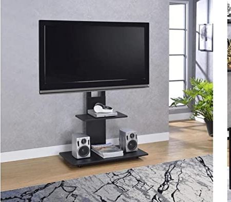 Height Adjustable Square Black Wooden Tv Stand For Led Tv Up To 75" Tv Vesa  600mm X 400mm: Amazon (View 1 of 10)