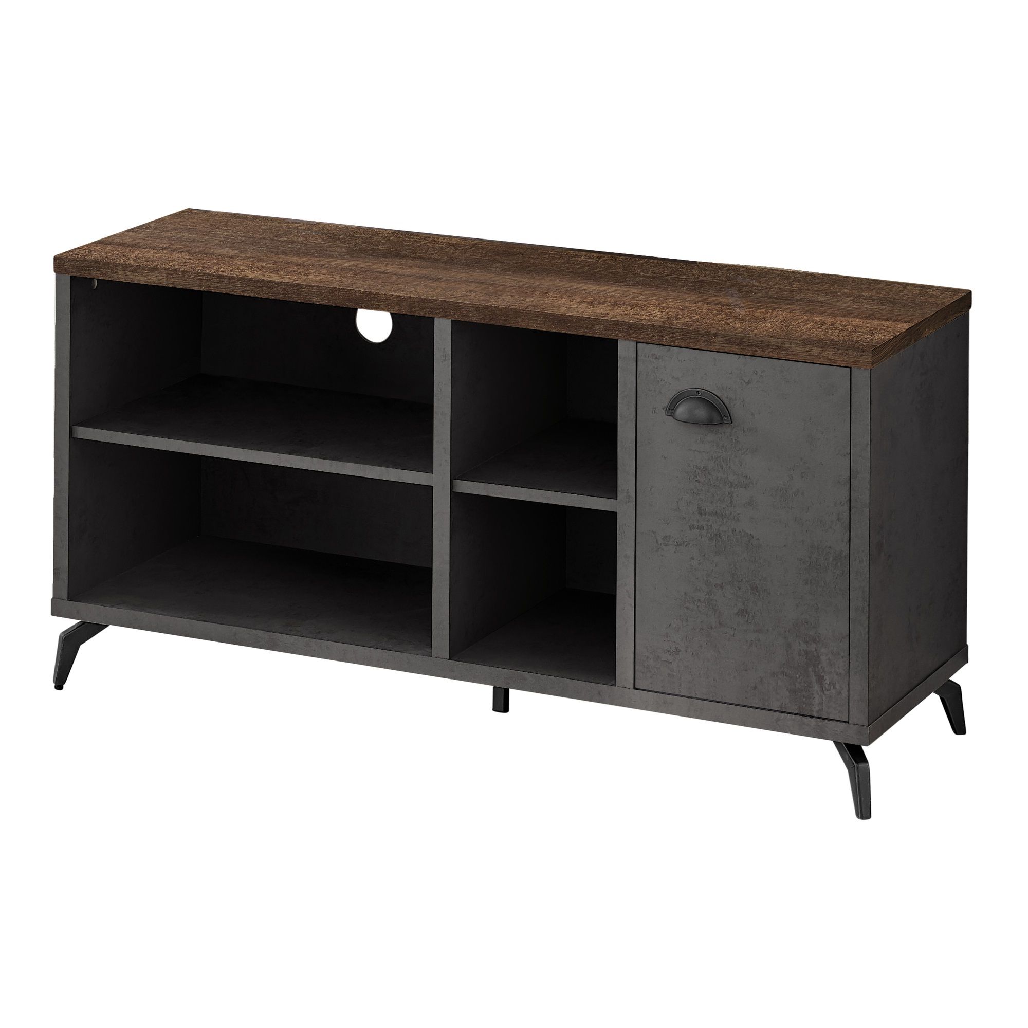 Industrial Faux Wood Tv Stands Regarding Well Known Monarch Specialties Tv Stand – 1 Door / 4 Shelves / Two Tone Finish – 48" L  – Grey Faux Concrete / Brown Reclaimed Wood Look – Walmart (View 10 of 10)