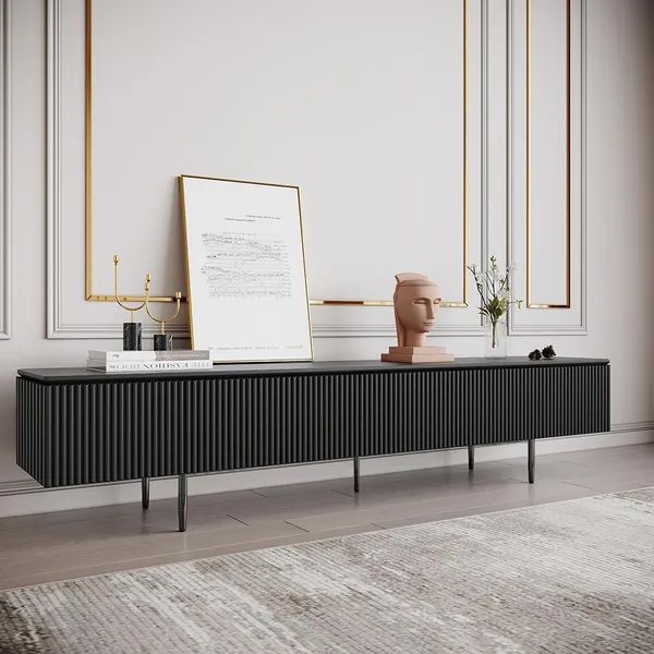 Iron Legs Tv Stands Throughout Most Recently Released Modern 1800mm Tv Stand With Drawers Line Media Console With Black Metal Legs  Homary (View 3 of 10)