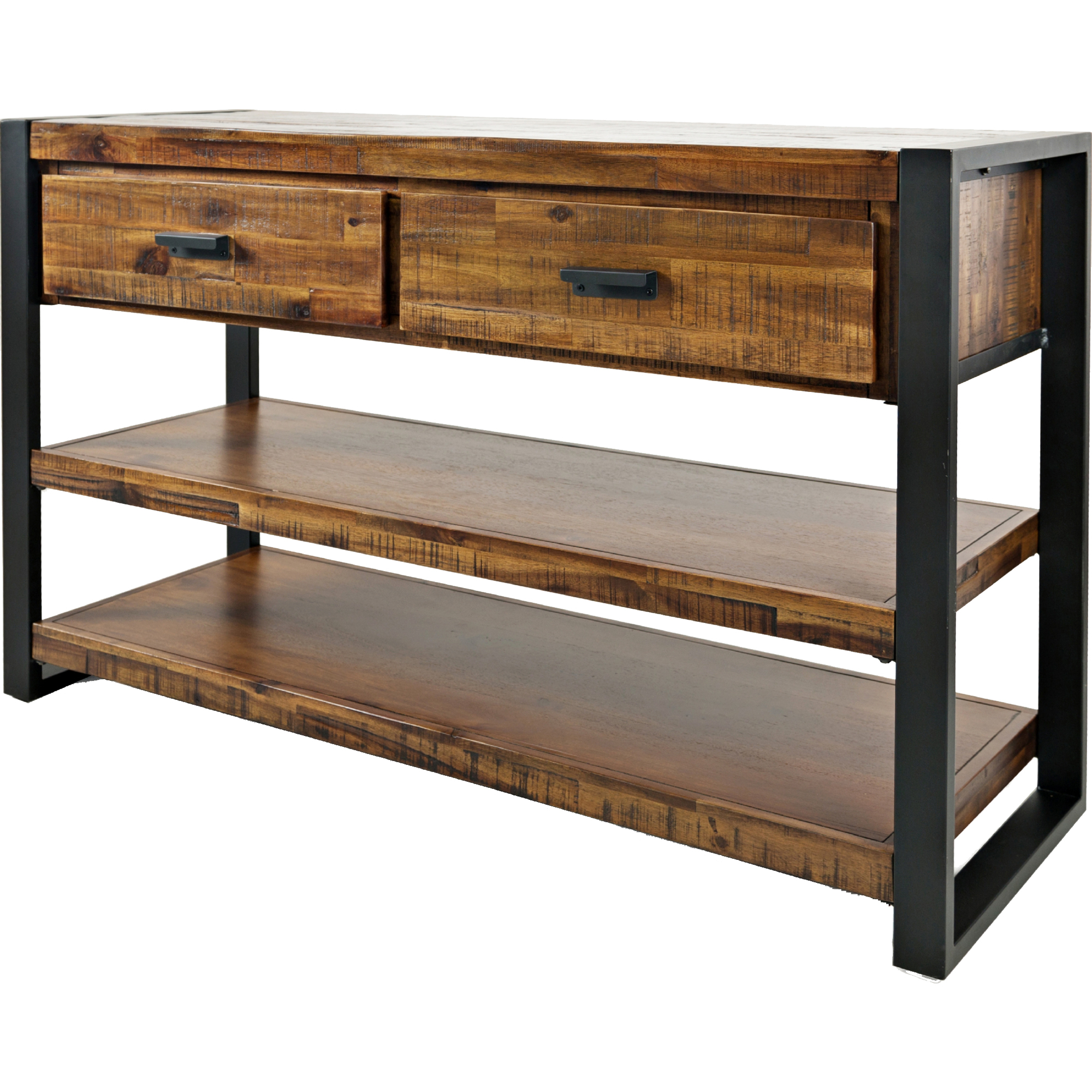 Jofran 1690 9 Loftworks 50" Tv Stand Media Console In Distressed Acacia &  Metal With Current Loftworks Tv Stands (Photo 1 of 10)