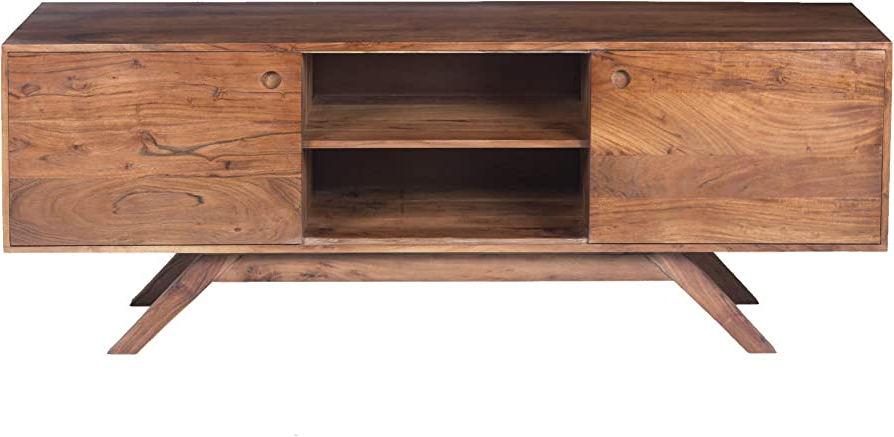 Latest Acacia Wood Tv Stands For Amazon: The Urban Port Mid Century Modern Acacia Wood Tv Unit With Wide  Storage, Walnut Brown : Home & Kitchen (Photo 7 of 10)