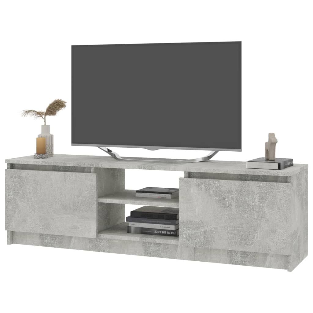 Latest Amazon: Concrete Gray Tv Stand, Modern Tv Stand W/remote Control High  Gloss Media Console For Tv Entertainment Center With 2 Layers, 2 Doors,  47.2"x11.8"x (View 4 of 10)