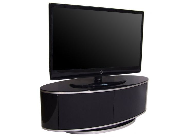 Latest Gloss Black Oval Swivel Tv Cabinet Luna Av Inside Oval Mod Rotating Tv Stands (View 1 of 10)