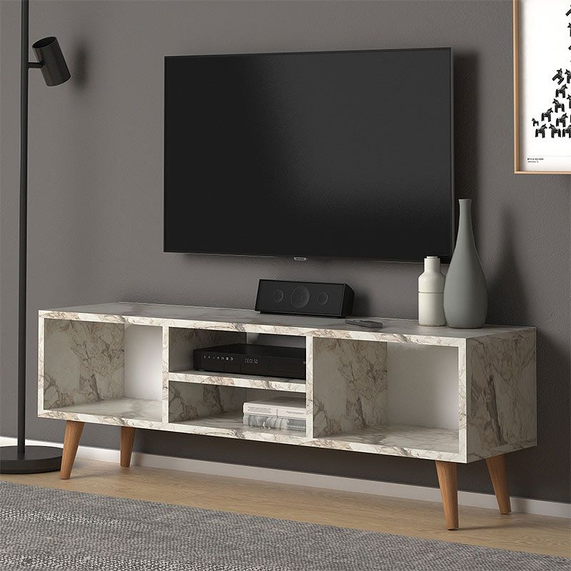 Latest Marble Melamine Tv Stands For Loren Megapap Melamine Tv Furniture In White Marble Effect Color  120x30x40cm (View 5 of 10)