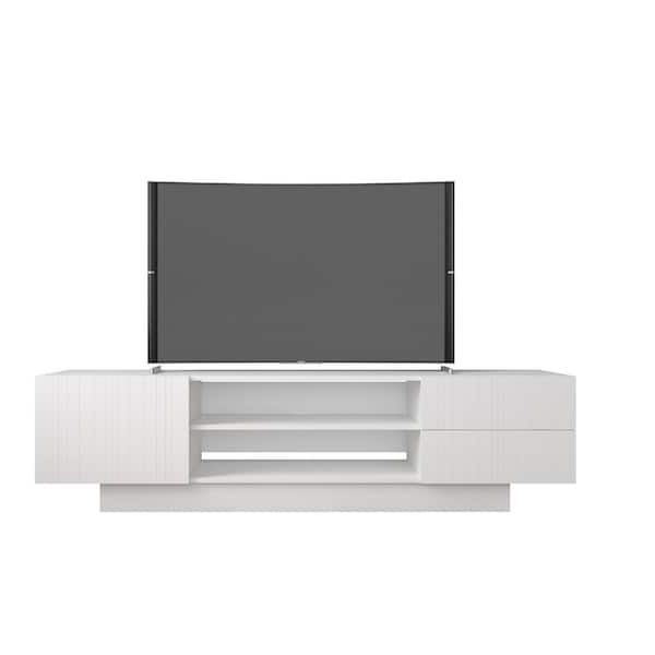 Latest Nexera Marble 72 In. White Engineered Wood Tv Stand With 2 Drawer Fits Tvs  Up To 80 In (View 10 of 10)