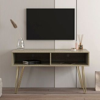 Latest Splayed Metal Legs Tv Stands Pertaining To Tiramisubest Modern Tv Stand With Metal Legs,2 Open Shelves – Shopstyle (View 4 of 10)
